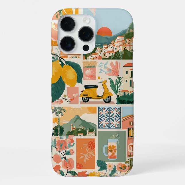 Italian Coast Collage - Mediterranean Summer Vibe iPhone Case (Back)