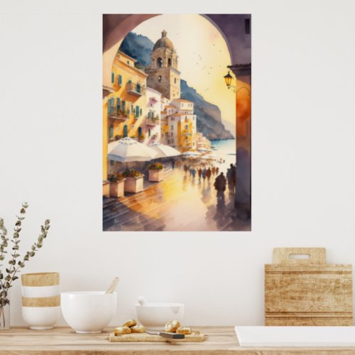 Italian coast house poster