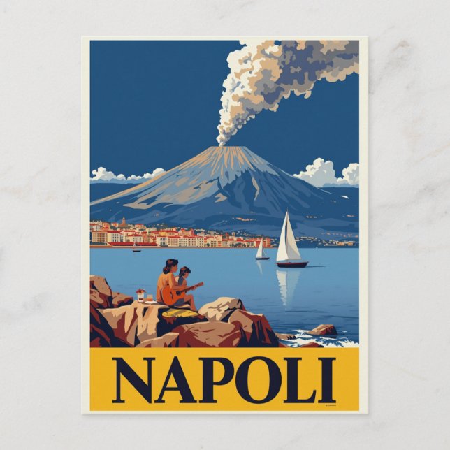 Italian Coast Naples Vesuvius Artwork Postcard (Front)