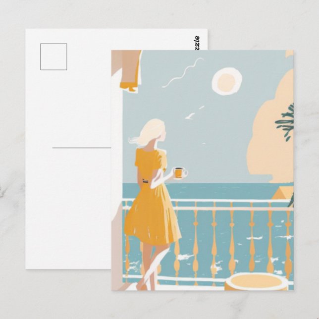 Italian coast woman city postcard (Front/Back)