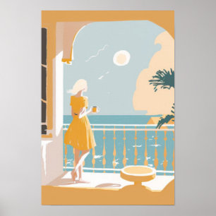 Italian coast woman city poster
