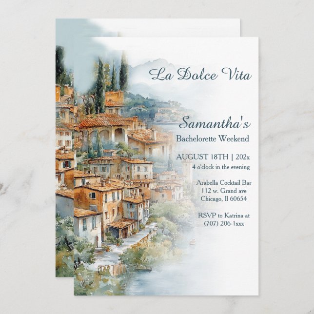 Italian Coastal Bachelorette Weekend Invitation (Front/Back)