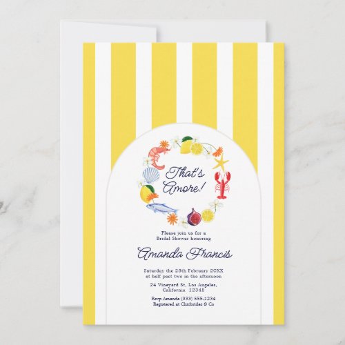 Italian Coastal Gen Z Yellow Bridal Shower Invitation