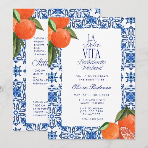 Italian Coastal La Dolce Vita Bachelorette  Invitation