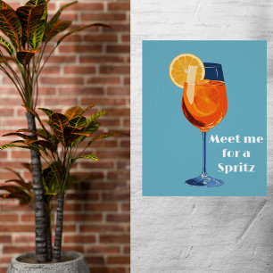 Italian Cocktail Happy Hour Vintage Retro Abstract Poster