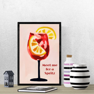 Italian Cocktail Happy Hour Vintage Retro Colorful Poster
