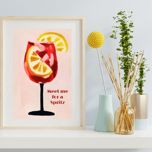 Italian Cocktail Happy Hour Vintage Retro Colorful Poster