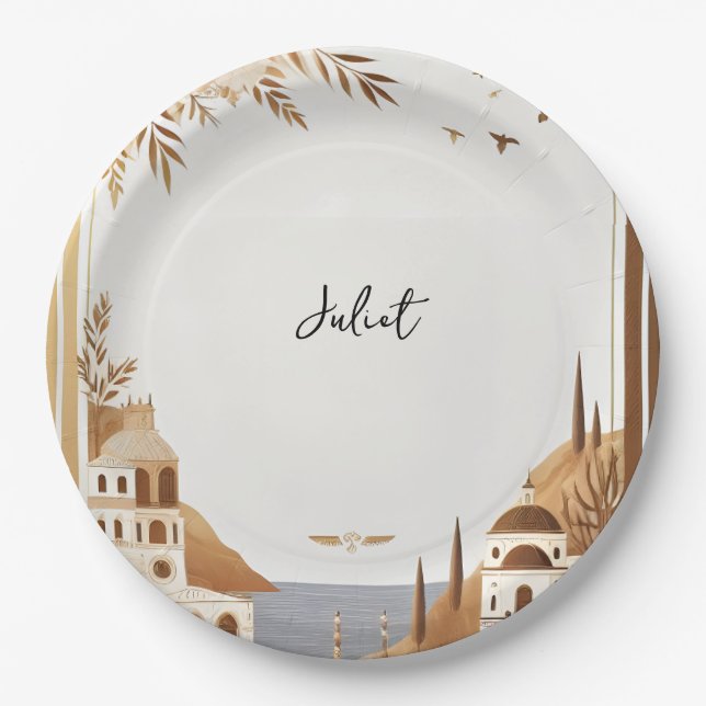 Italian Coffee Sorrento Casual Bridal Shower Paper Plates (Front)