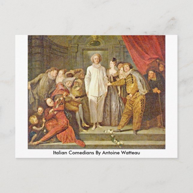 Italian Comedians By Antoine Watteau Postcard (Front)