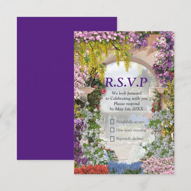 Italian country home outdoors RSVP card (Front/Back)