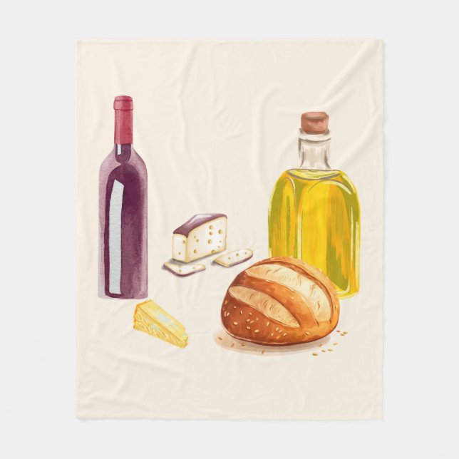 Italian Countryside Foodie Fleece Blanket (Front)