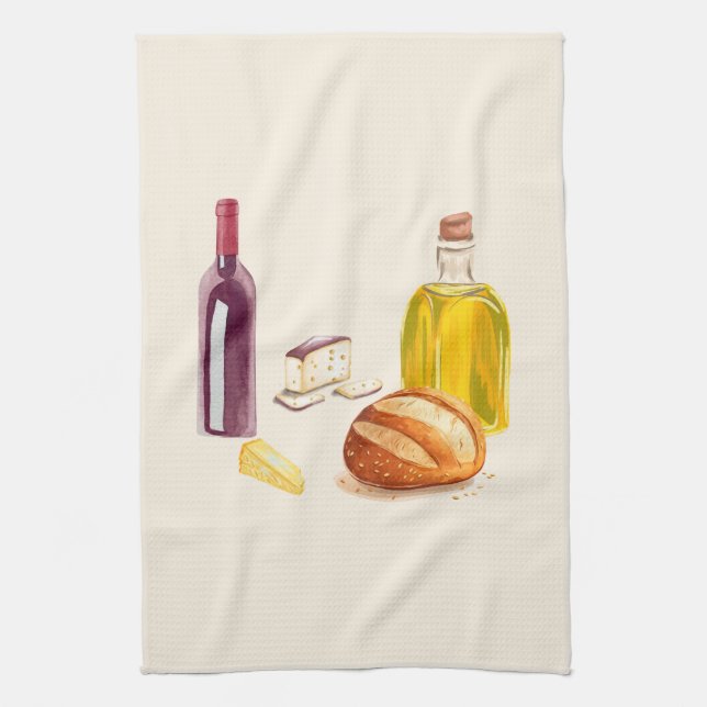 Italian Countryside Foodie Kitchen Towel (Vertical)