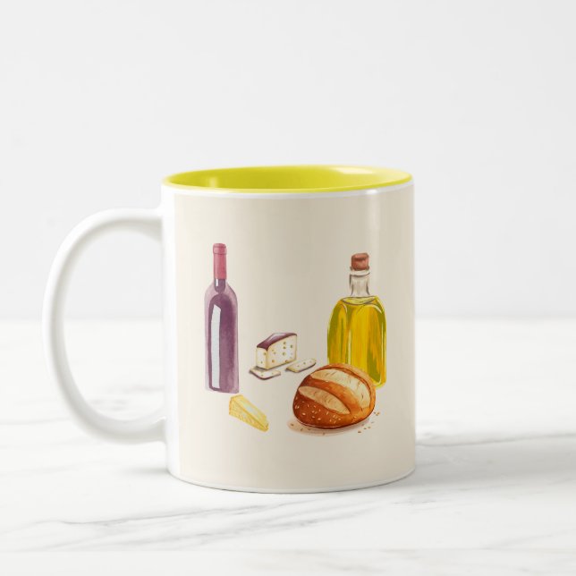 Italian Countryside Foodie Two-Tone Coffee Mug (Left)