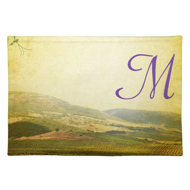Italian Countryside Monogram Initial Place Mat (Front)