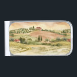 Italian Countryside Scenic Italy Watercolor Silver Finish Money Clip<br><div class="desc">Warm and whimsical Italian countryside in warm soft watercolors</div>