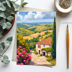 Italian Countryside Vineyard Watercolor Travel Postcard