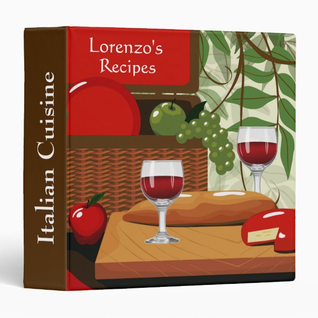 Italian Cuisine 3 Ring Binder (Front/Spine)