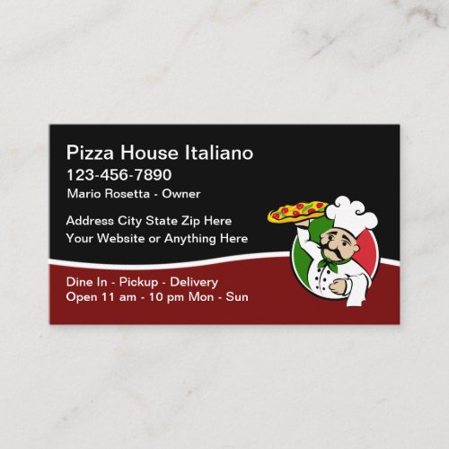 Italian Cuisine Pizza Restaurant Business Cards 