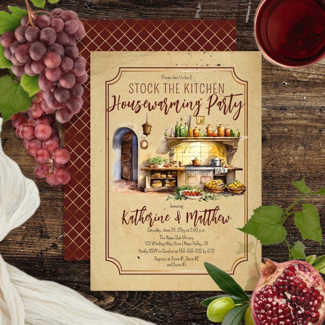 Italian Cuisine Stock the Kitchen Housewarming Invitation (Creator Uploaded)