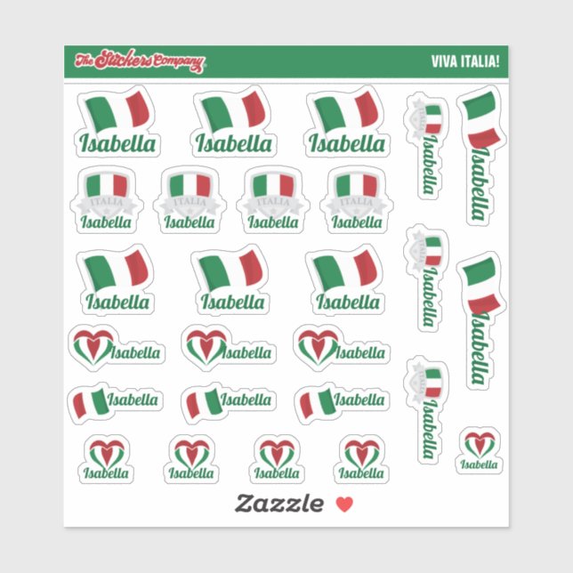Italian Custom Name Labels | Italy (Sheet)