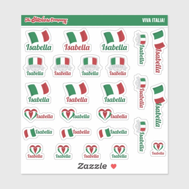 Italian Custom Name Labels | Italy (Sheet)