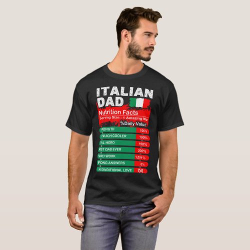 Italian Dad Nutrition Facts Serving Size Tshirt