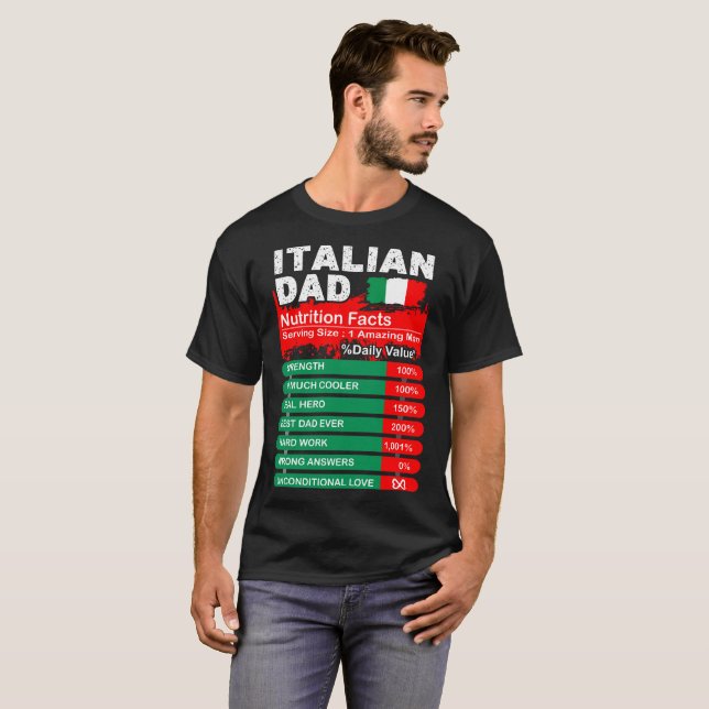 Italian Dad Nutrition Facts Serving Size Tshirt (Front Full)