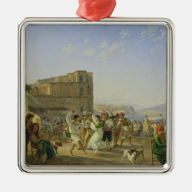 Italian Dancing, Naples, 1836 Metal Ornament (Front)
