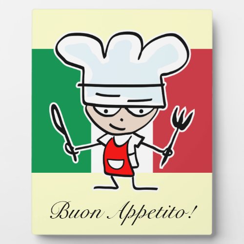 Italian deco gift with funny cook cartoon plaque