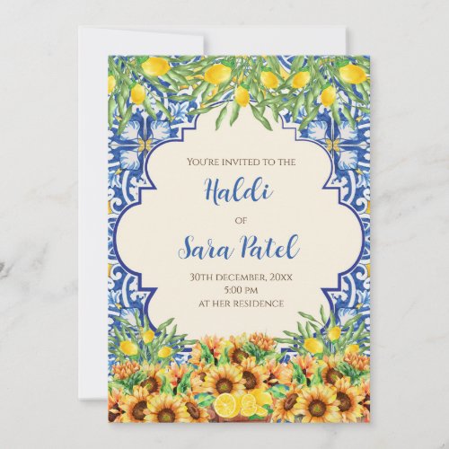 Italian decor  digital Haldi invitations 