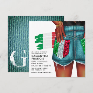 Italian Denim Girl Graduation Party Invitation