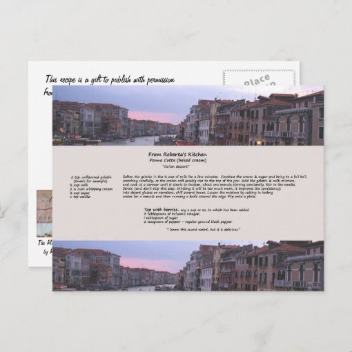 Italian Dessert Recipe Postcard | Zazzle