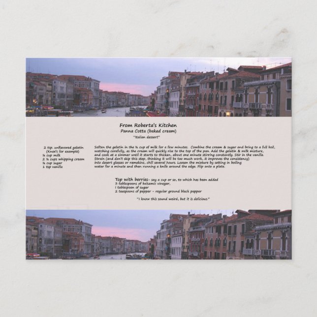 Italian Dessert Recipe Postcard (Front)