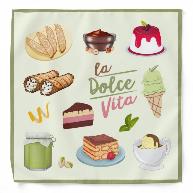 Italian Desserts Sweets Bandana (Front)