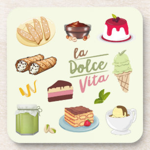 Italian Desserts Sweets Beverage Coaster