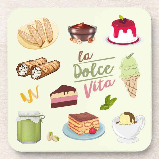 Italian Desserts Sweets Beverage Coaster (Front)