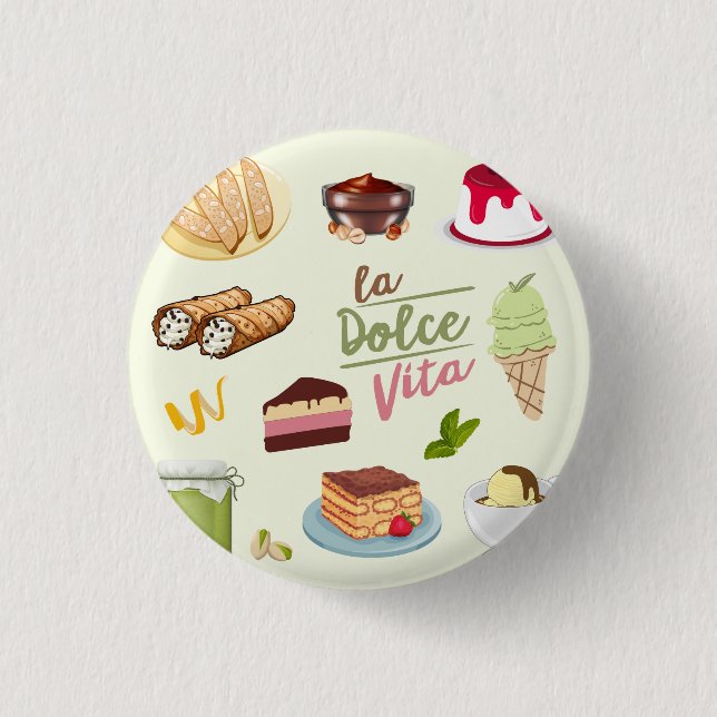 Italian Desserts Sweets Button (Front)