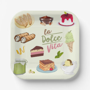 Italian Desserts Sweets Paper Plates