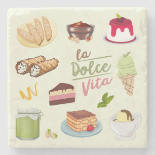 Italian Desserts Sweets Stone Coaster