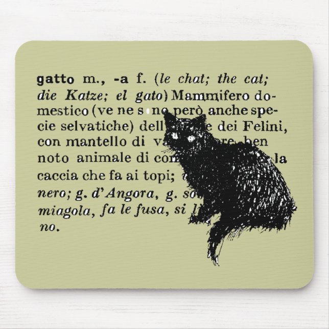 Italian Dictionary cat Mouse Pad (Front)