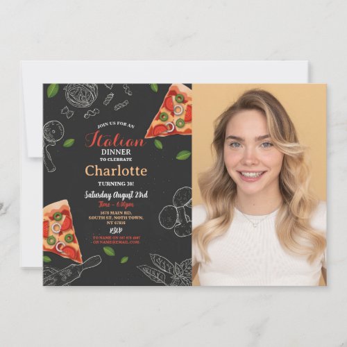 Italian Dinner Birthday Party Pizza Lunch Invitation