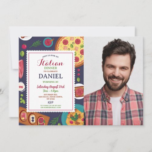 Italian Dinner Birthday Party Pizza Lunch Photo Invitation