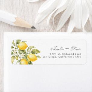 Italian Dinner lemon bridal shower Return Addres Label