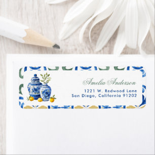 Italian Dinner lemon bridal shower Return Addres Label