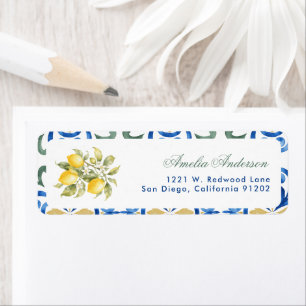 Italian Dinner lemon bridal shower Return Addres Label