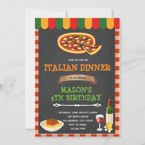 Italian dinner theme party invitation