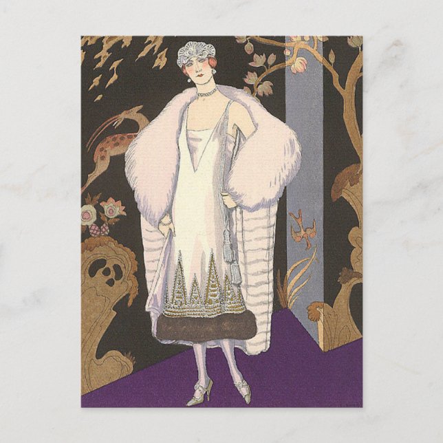 Italian Dress and Coat George Barbier Postcard (Front)