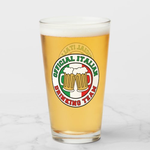 Italian Drinking Team Flag Of Italy Glass