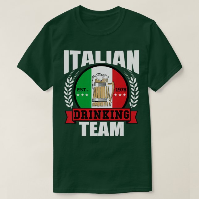Italian Drinking Team Funny Italy Flag Beer Party  T-Shirt (Design Front)