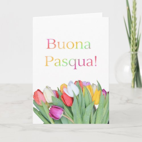 Italian Easter card _ Buona Pasqua tulip bouquet